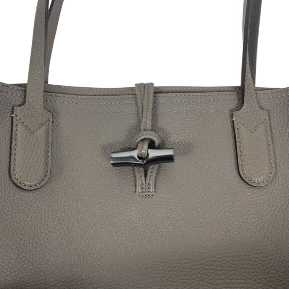 Longchamp Le Roseau Essential Tote Bag Shoulder Bag Pebble Leather Gray - Picture 9 of 15